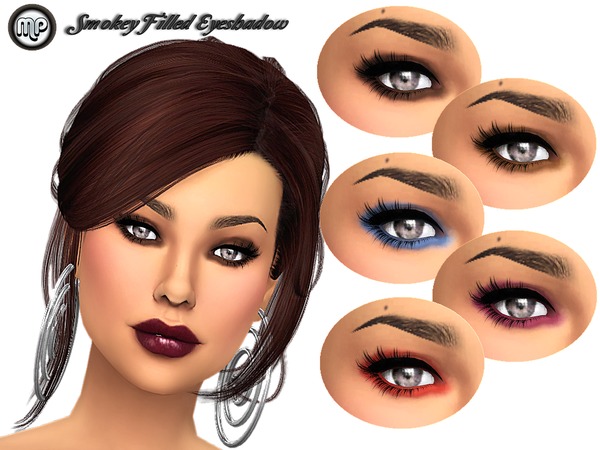 Sims 4 — MP Smokey Filled Eyeshadow by MartyP — ~For female adult only ~5 colors ~CAS Thumbnail ~This set can be found in
