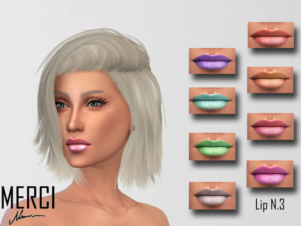 Sims 4 — Merci Lip N:3 by -Merci- — Lips for Women. Teen-Elder. You can find it Make-up/Lipstick. Have 8 colors. Have