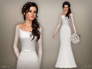 Sims 3 — Wedding dress 47 by BEO — - Dress presented in 1 variant. - Recolorable. - Not valid for random. - Not valid for