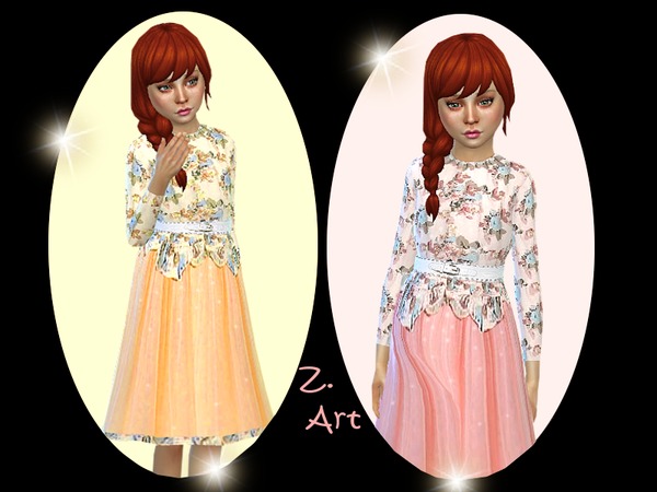 Sims 4 — Shiny Drops by Zuckerschnute20 — A small peplum dress with delicate flower pattern and shiny highlights in