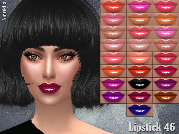 Sims 4 — Sintiklia - Lipstick 46 by SintikliaSims — Handpainted glossy lipstick 25 colors Do not become faded on dark