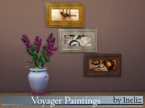 Sims 4 — Voyager Paintings by Ineliz — A set of three paintings with various voyage motifs.