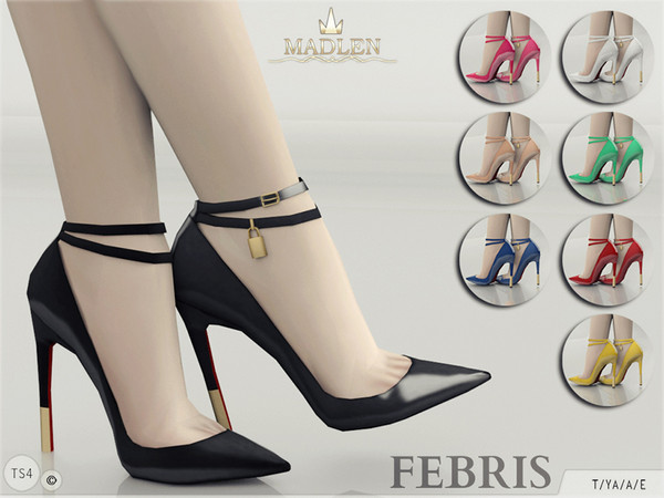 Sims 4 — Madlen Febris Shoes by MJ95 — Ultra sleek and sexy! Come in 8 colours (patent leather texture). Joints are