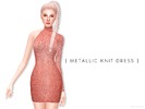 Sims 4 — Metallic Knit Dress by itsleeloo — Pink knit dress with metallic gold detailing.