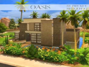 Sims 4 — Oasis by Prickly_Hedgehog — This Oasis in the desert can house up to 6 sims. It has a cozy kitchen, a relaxing