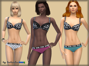 Sims 4 — Set Pink by bukovka — Set of underwear for women. Installed autonomously, bustier - 2 staining option pants - 6