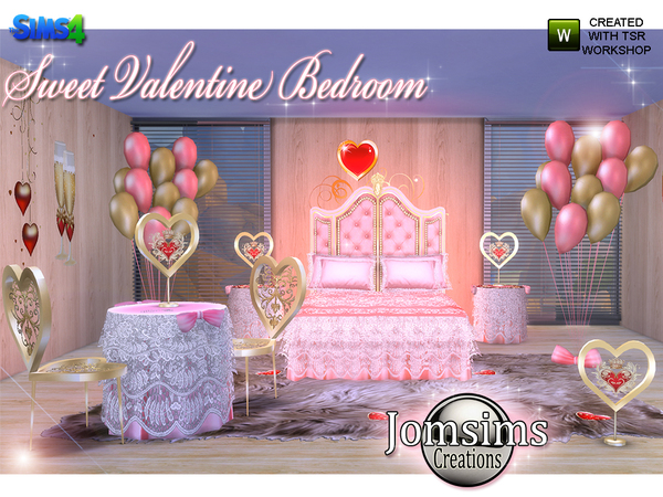 Sims 4 — Sweet Valentine Bedroom by jomsims — For valentine. This year laces soft colors and romanticism. in 3 different