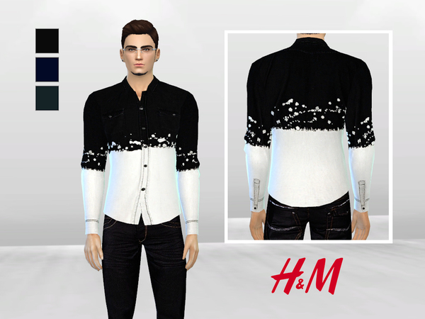 Sims 4 — Dansa Dip-Dye Button Shirt. by McLayneSims — Standalone item 3 Swatches No recoloring Please don't upload my