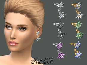 Sims 4 — NataliS_Crystal flower ear cuff clip-on by Natalis — Crystal flower ear cuff clip-on. On the left ear. 6 colors.