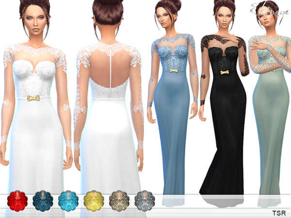 Sims 4 — Lace Bodice Gown by ekinege — Gown with lace bodice. 10 different colors. New item. Custom mesh by me.