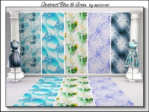 Sims 3 — Abstract Blue & Green_marcorse by marcorse — Five patterns with abstract designs - all are found in the