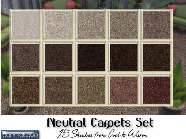 Sims 4 — Neutral Carpets Set by abormotova2 — A set of 15 neutral carpets from cool to warm shades.