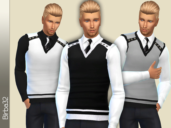 Sims 4 — Shirt and gilet by Birba32 — A shirt with gilet very trendy, in the most elegant colors and a beautiful tie with
