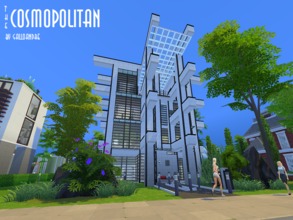 Sims 4 — The Cosmopolitan by Galloandre — This imposing home is inspired by Brutalist architecture (check my notes if you