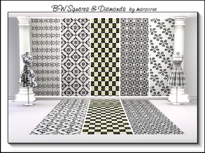 Sims 3 — BW Squares & Diamonds_marcorse by marcorse — Five black and white patterns. Two are Tiles {Bathroom Tile, BW