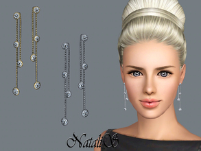 Sims 3 — NataliS TS3 Crystal drop lariat earrings by Natalis — Lariat earrings in shine metal with crystals. Suitable