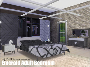 Sims 4 — Emerald Adult Bedroom by QoAct — QoAct Design Workshop | 2016 Bedroom Collection Set Content: - Emerald Bed