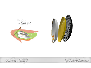 Sims 4 — Kitchen Stuff 2 - Plates 3 by ArwenKaboom — Plates number 3 that correspond with the slot on the shelf. It goes