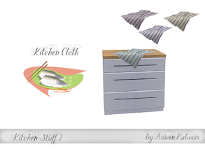 Sims 4 — Kitchen Stuff 2 - Cloth by ArwenKaboom — Kitchen cloth in four recolors. Fits most of the counter, and those