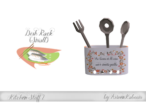 Sims 4 — Kitchen Stuff 2 - Small Dish Rack by ArwenKaboom — Small dish rack with utensils in four recolor. 