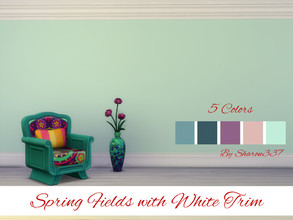 Sims 4 — Spring Fields by sharon337 — Walls with White Trim in 5 different colors, created for Sims 4, by Sharon337.
