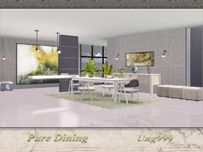 Sims 3 — Pure Dining by ung999 — This modern dining room set contains 11 items : Ceiling Lamp Console table Dining Chair