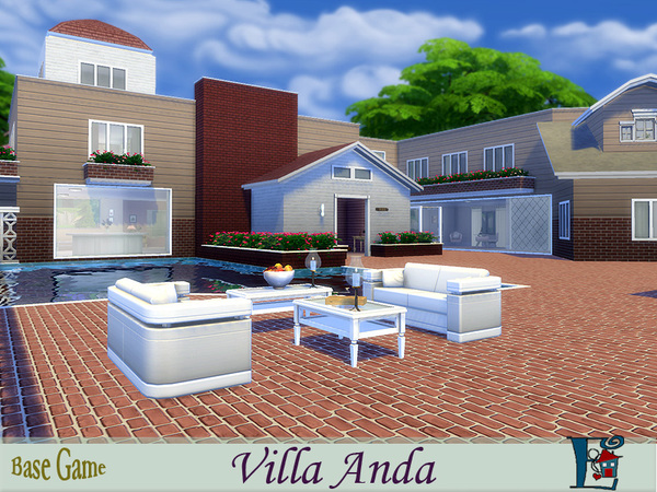 Sims 4 — Villa Anda by evi — A beutiful villa romantically decorated and furnished with a private pool and a garage.