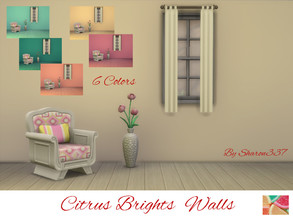 Sims 4 — Citrus Brights Wall by sharon337 — Walls in 6 different colors, created for Sims 4, by Sharon337. Thumbnail