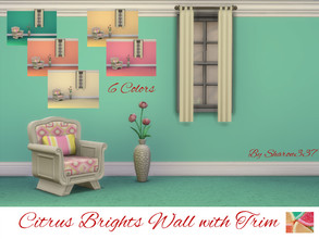 Sims 4 — Citrus Brights Wall with Trim by sharon337 — Walls with White Trim in 6 different colors, created for Sims 4, by