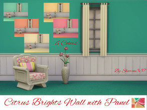 Sims 4 — Citrus Brights Wall with Panel by sharon337 — Walls with White Panel in 6 different colors, created for Sims 4,