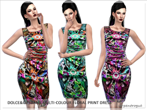 Sims 4 — Multi-Colour Floral Print Dress by Serpentrogue — * 3 styles * Teen to Elder * Everyday wear