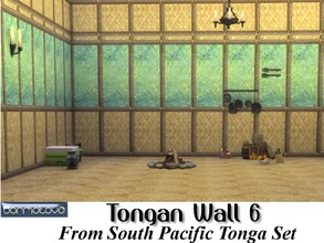 Sims 4 — Tongan Wall 6 by abormotova2 — This set contains 15 Tongan walls, of woven flax and Tapa cloth (bark type fabric