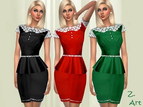 Sims 4 — Vintage Satin by Zuckerschnute20 — A peplum dress made of satin fabric with white lace trim :D 3 colors