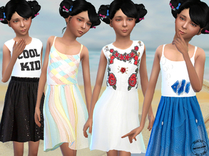 Sims 4 — Sweet Summer Dresses by FritzieLein — 4 different summer dresses with tulle skirts. Hope you enjoy!