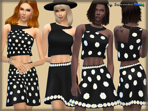 Sims 4 — Set Daisy by bukovka — A set of clothes for women from fashionable print. Includes: a shorter top and flared