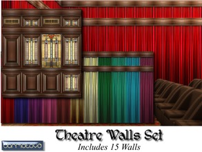 Sims 4 — Theatre Walls Set by abormotova2 — This set has four solid panels, and 11 fabric theatre walls, (fabric walls