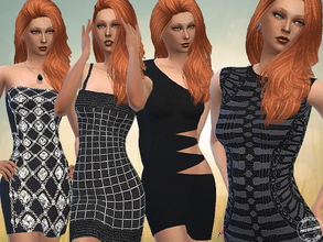 Sims 4 — Balmain Mini Dresses by FritzieLein — 4 different mini dresses in black and grey. Original designs by Balmain.