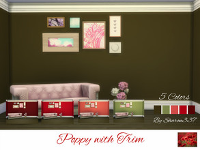Sims 4 — Poppy with Trim by sharon337 — Walls with Trim in 5 different colors, created for Sims 4, by Sharon337.