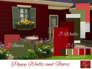 Sims 4 — Poppy. by sharon337 — Set of 5 Walls and 2 Floors ( Carpet and Wooden) in 5 different colors, created for Sims