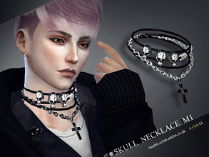 Sims 4 — S-Club LL ts4 necklace  M01 by S-Club — Men's skull necklace,3 style colors , hope you enjoy with them :3 You