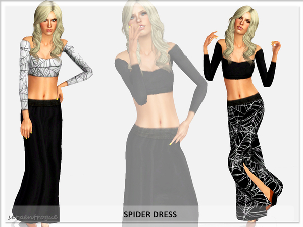 Sims 3 — Spider Dress by Serpentrogue — young adult/ adult everday 3 styles has small thumbnail Tested in the game new