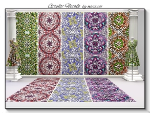 Sims 3 — Circular Florals_marcorse. by marcorse — Five floral Fabric patterns, in circular designs of various colours,