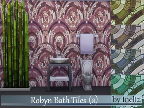 Sims 4 — Robyn Bath Tiles (a) by Ineliz — A set of bathroom wall textures with cycle mosaic pattern.
