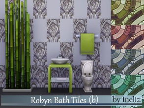Sims 4 — Robyn Bath Tiles (b) by Ineliz — A set of bathroom tile texture with cycle mosaic design.