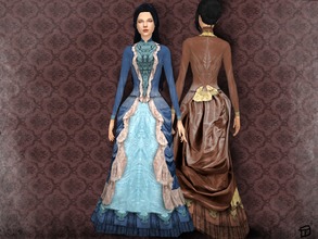Sims 4 — Satin and lace bustle dress_T.D. by Sylvanes2 — A colorfull dress for the spring time in the Victorian era for