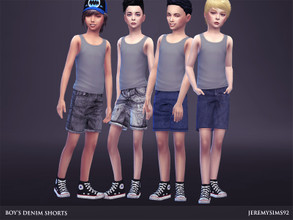 Sims 4 — Boy's Denim Shorts by jeremy-sims92 — Denim Shorts for boy 4 styles / 8 swatches/ mesh by EA - recolor Hairs by