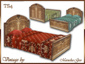 Sims 4 — Maruska-Geo Vintage bed by Maruska-Geo — Maruska-Geo Vintage bed (three colors)