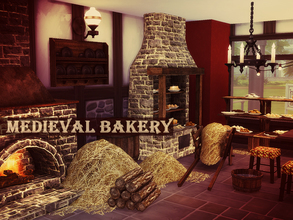 Sims 4 — Medieval Bakery by Kiolometro — Stone objects with natural wood straight from medieval castle. It can be used in