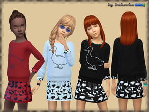 Sims 4 — Set Ducks by bukovka — A set of clothes for girls to print &quot;duck&quot;. Includes: sweatshirt and