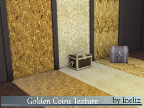 Sims 4 — Golden Coins Textures by Ineliz — A set of wall and floor pattern with golden coin design. These are single